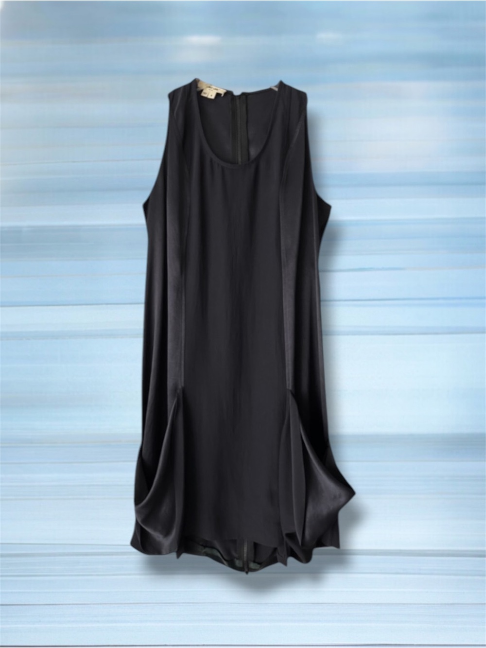 💕Helmut Lang Sleeveless Tank Mini Dress with Draped Pockets • BLACK • Size 4